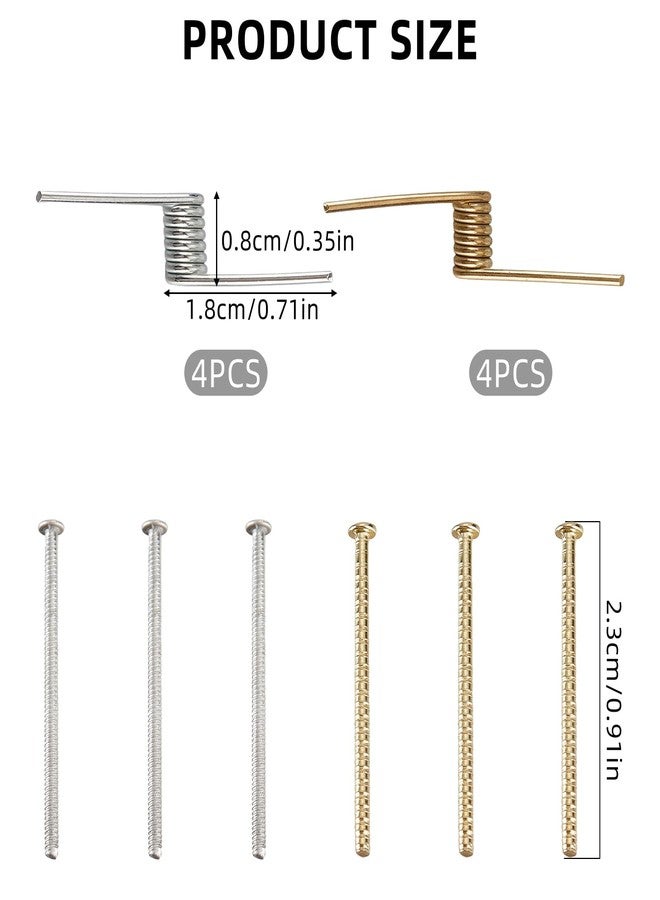 NICENEEDED 8 PCS Hair Claw Clip Spring Replacement, Clip Spring with Central Axle Rod, Hairpin Squre Rectangle Butterfly Jaw Clamp Repair Parts Siver Gold - Image 2